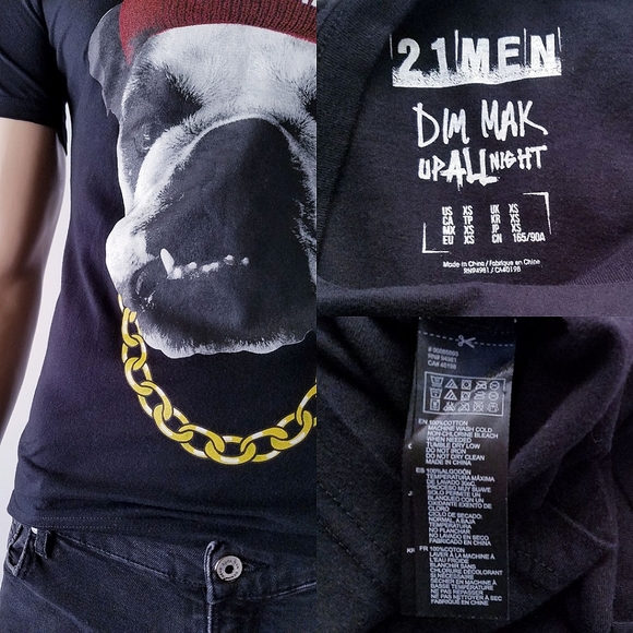 Dim Mak Records / Steve Aoki  X Forever 21 "Up All Night" Dog Print T-Shirt - Picture 7 of 8